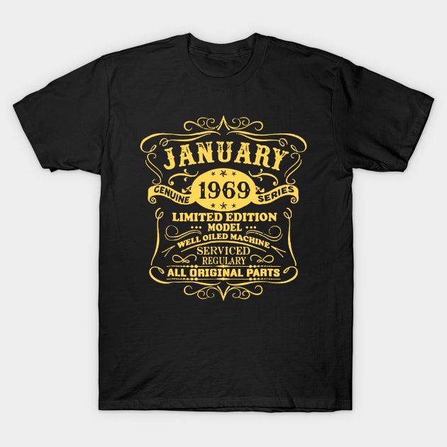 January 1969 Retro Shirt Vintage 50th Birthday Decorations T-Shirt by Danielsmfbb